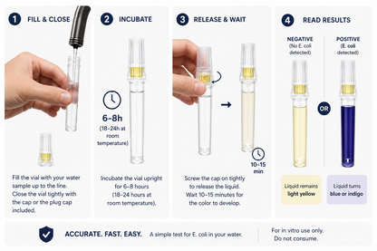 AquaVial Plus Water Testing Travel Kit 2 Pack For E. Coli & Total Bacteria