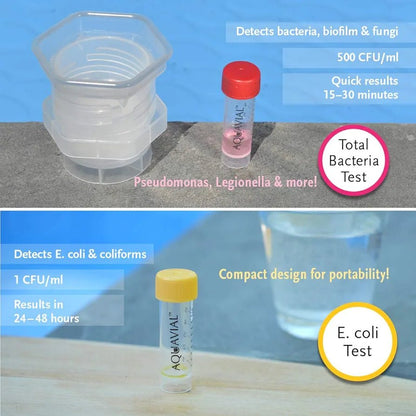 AquaVial Plus Water Testing Travel Kit 2 Pack For E. Coli & Total Bacteria - AquaVial