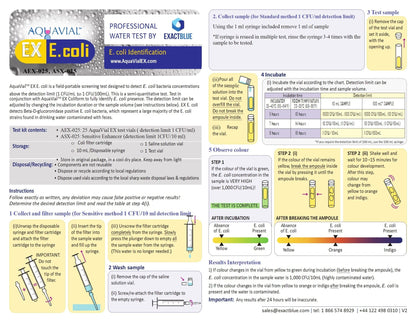 E coli EXpedited Test Kit, results in 5 - 9 Hours for E. coli Identification Water Test Kit For Professional Use - Ponds, recycled water, waste water - AquaVial