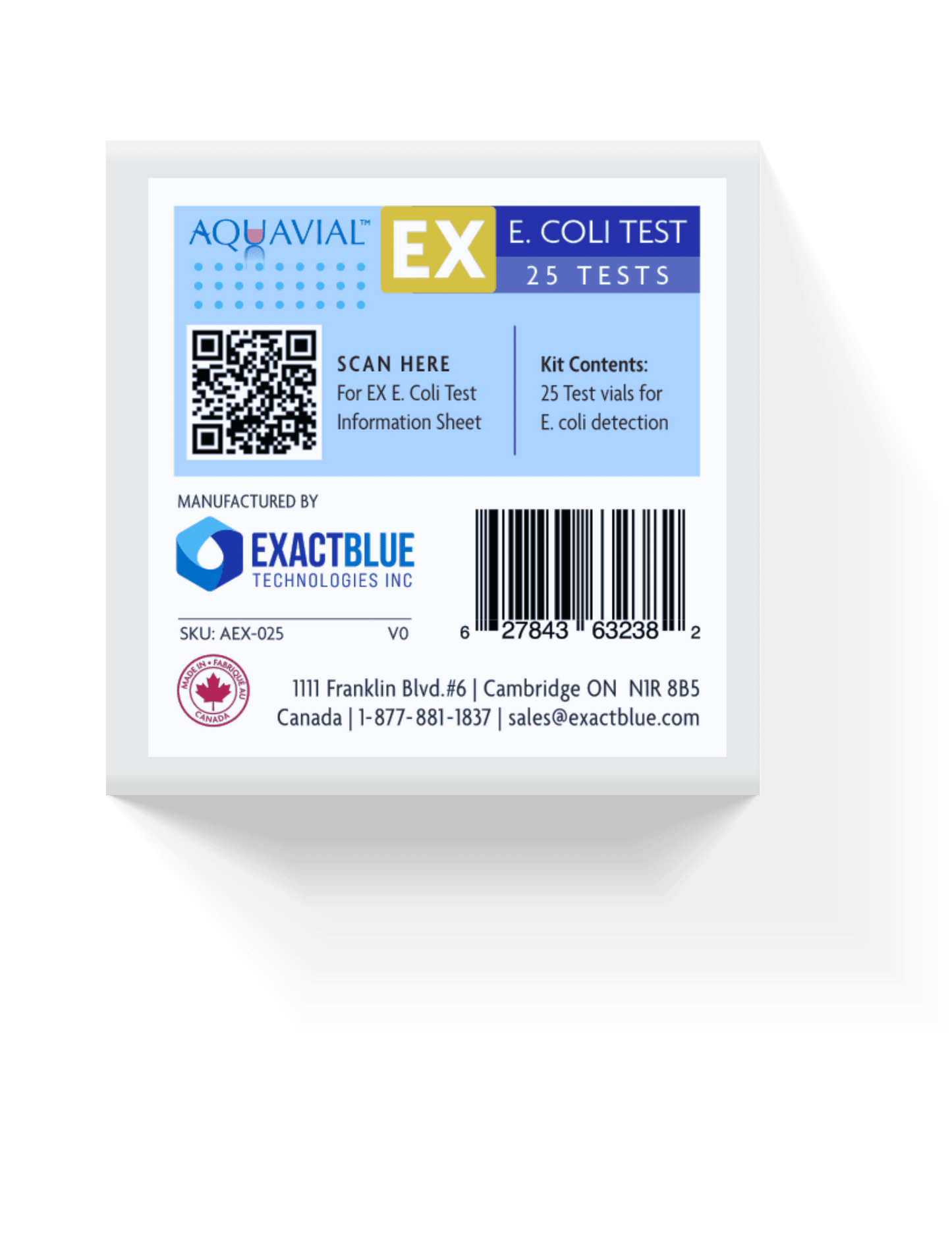 E coli EXpedited Test Kit, results in 5 - 9 Hours for E. coli Identification Water Test Kit For Professional Use - Ponds, recycled water, waste water - AquaVial