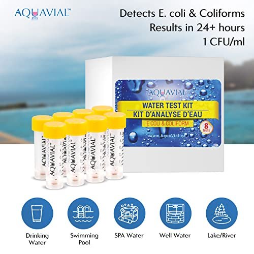 AquaVial Water Testing Kit 8 Pack Total Coliform Water Test Kit for  Pool Pond Lake Well , Farm Water Quality Bacteria Tester