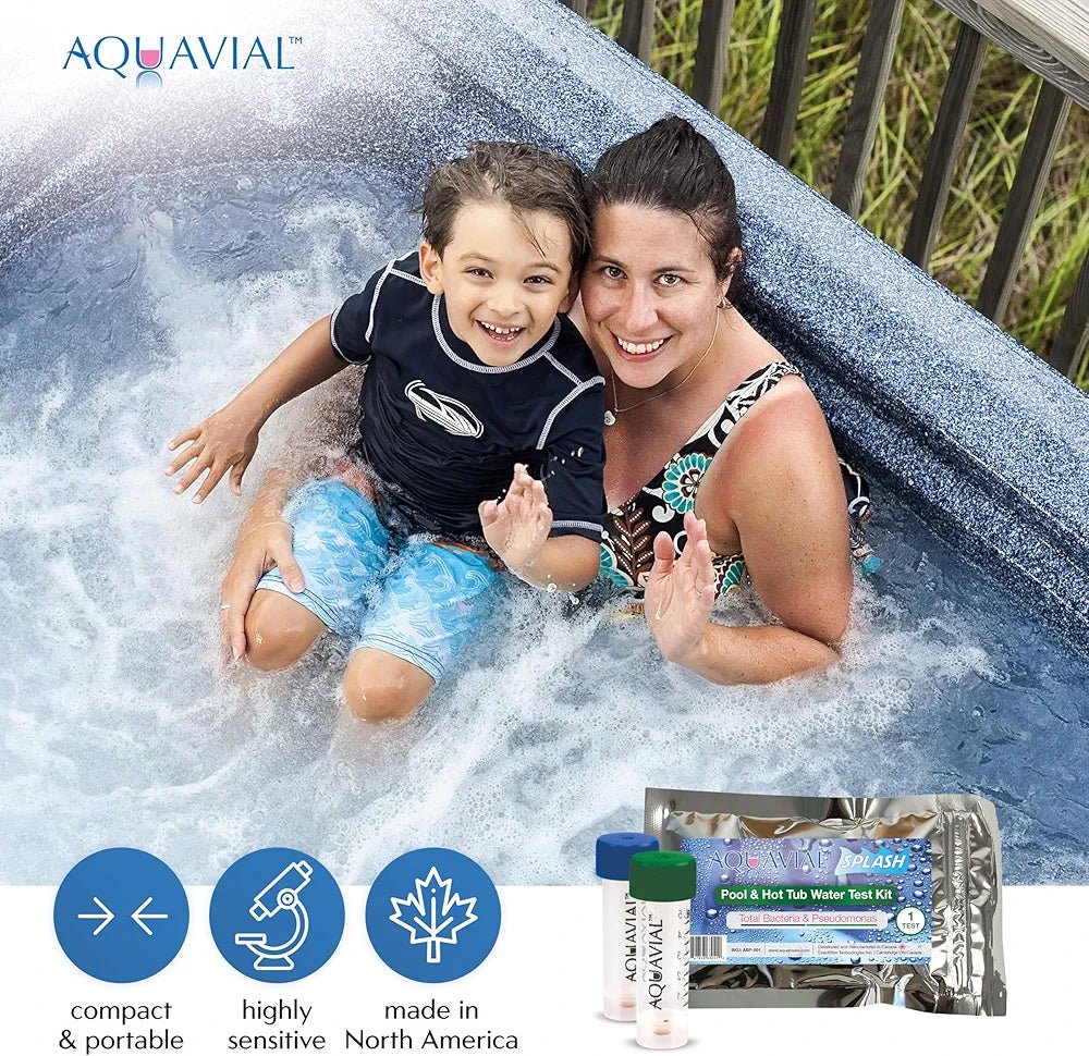 Water Testing Kit for Hot Tub, Showers, and Pool: 2 - Vial Set for Detecting Bacteria and Pseudomonas Aeruginosa - AquaVial