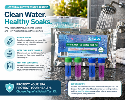 Water Testing Kit for Hot Tub, Showers, and Pool: 2 - Vial Set for Detecting Bacteria and Pseudomonas Aeruginosa - AquaVial
