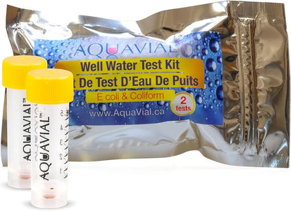 Well Water Testing Kit 2 Pack - Total Coliform Test for Drinking, Pool, Pond, Lake, Well Quality - Bacteria Tester - AquaVial
