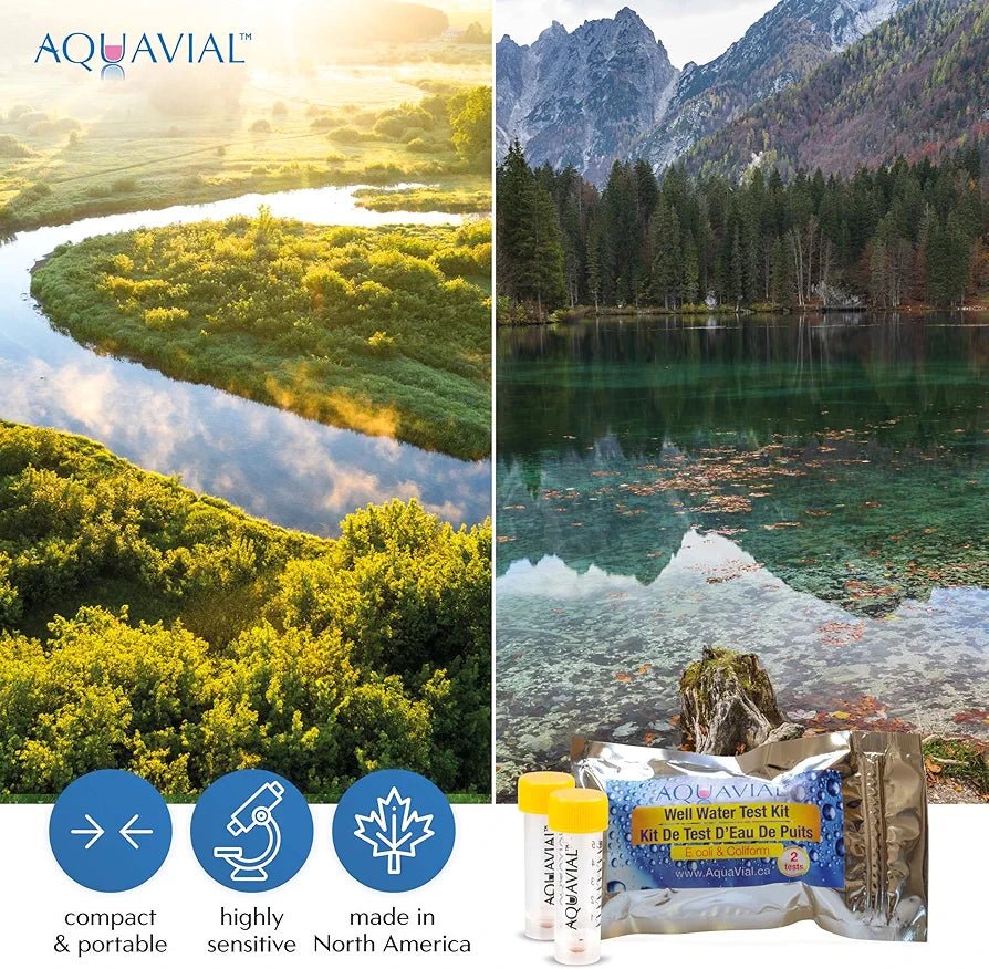 Well Water Testing Kit 2 Pack - Total Coliform Test for Drinking, Pool, Pond, Lake, Well Quality - Bacteria Tester - AquaVial